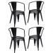 Conjunto mesa Tolix 80 cm + 4 cadeiras Tolix com Braço - Preto