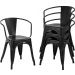 Conjunto mesa Tolix 80 cm + 4 cadeiras Tolix com Braço - Preto