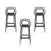 Kit - 3 X Banquetas Médias Masters Allegra - 66 Cm - Preto