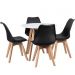 Kit - Mesa De Jantar Leda Redonda 90 Cm Branco + 4 Cadeiras Estofadas Leda Preto