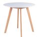 Kit - Mesa De Jantar Leda Redonda 90 Cm Branco + 4 Cadeiras Estofadas Leda Preto
