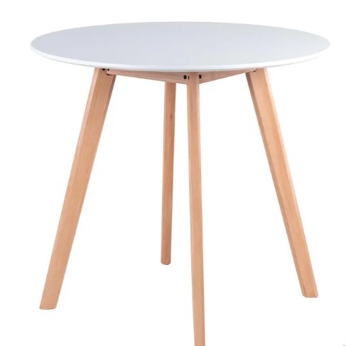 Kit - Mesa De Jantar Leda Redonda 90 Cm Branco + 4 Cadeiras Estofadas Leda Preto