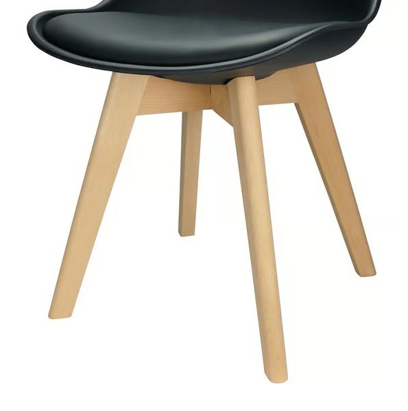Kit - Mesa De Jantar Leda Redonda 90 Cm Branco + 4 Cadeiras Estofadas Leda Preto