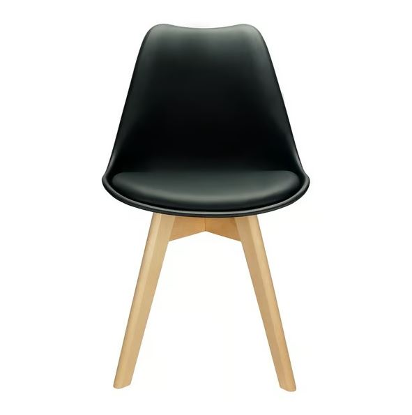 Kit - Mesa De Jantar Leda Redonda 90 Cm Branco + 4 Cadeiras Estofadas Leda Preto