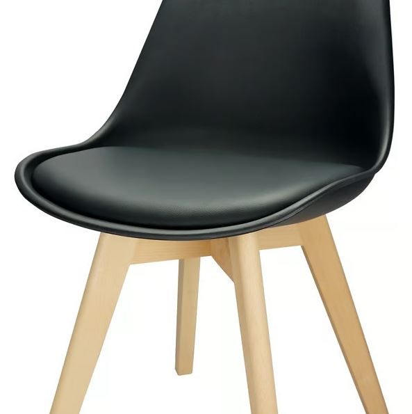 Kit - Mesa De Jantar Leda Redonda 90 Cm Branco + 4 Cadeiras Estofadas Leda Preto