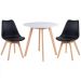 Kit - Mesa Redonda Leda 80 Cm Branco + 2 Cadeiras Estofadas Leda Preto