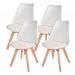 Kit - Mesa Redonda Leda 80 Cm Preto + 4 Cadeiras Estofadas Leda Branco