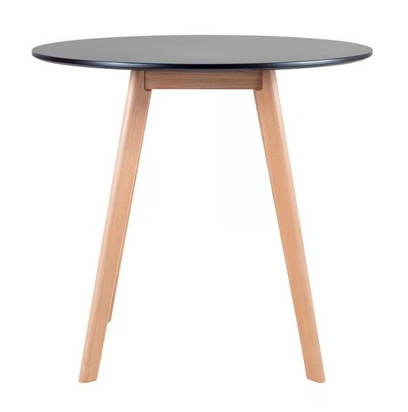 Kit - Mesa Redonda Leda 80 Cm Preto + 4 Cadeiras Estofadas Leda Branco