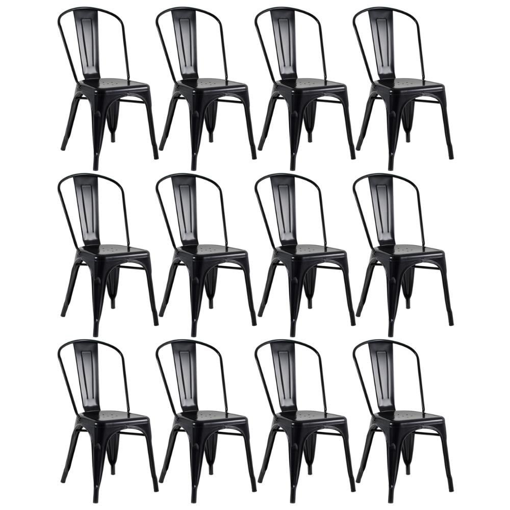Kit 12 Cadeiras Iron Tolix - Preto - FOSCO