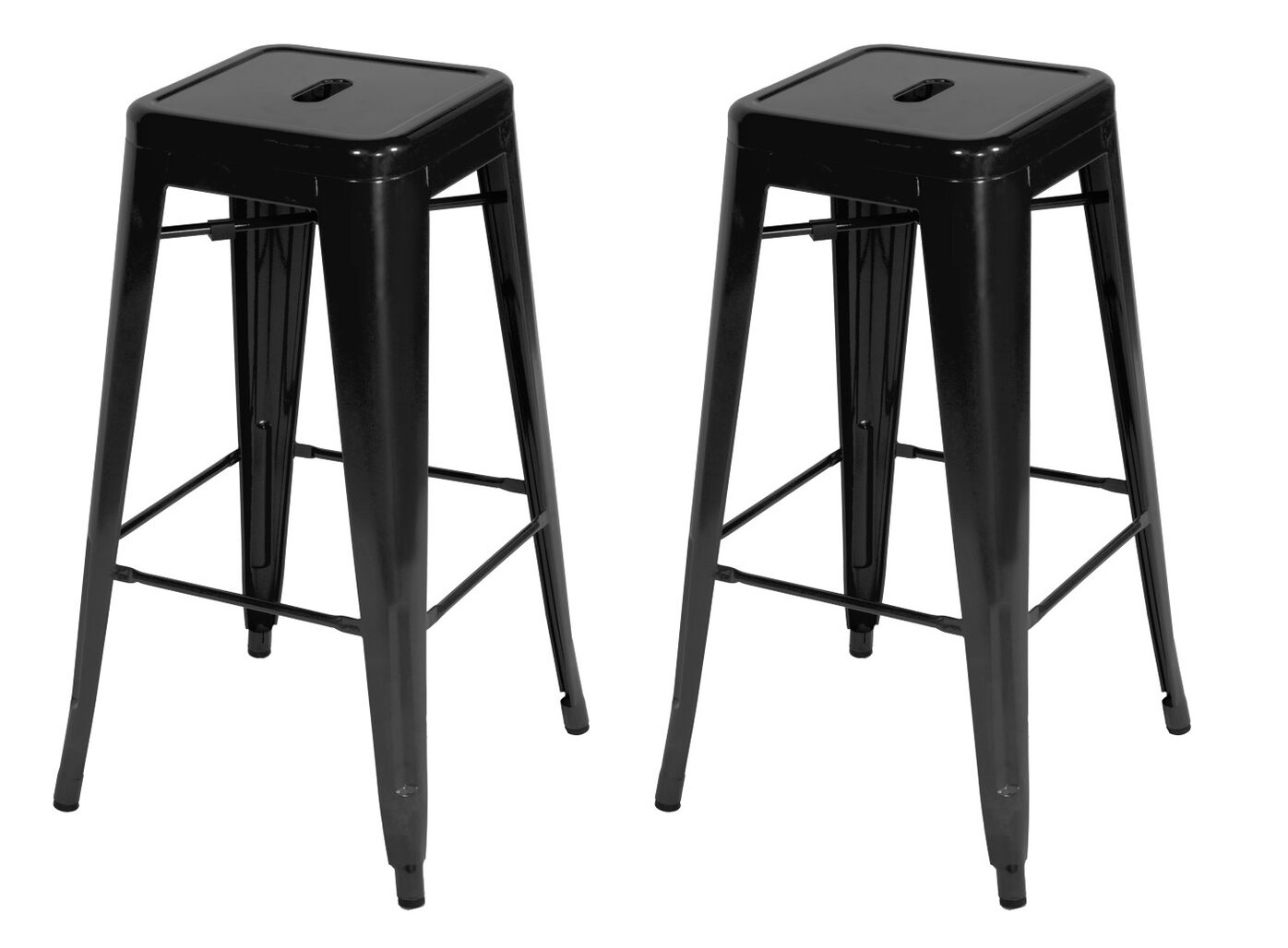 Kit 2 Banquetas Tolix Iron Aço Carbono Industrial - Preto - FOSCO