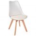 Kit 3 Cadeiras Charles Eames Leda Luisa Saarinen Design Wood Estofada Base Madeira - Branca