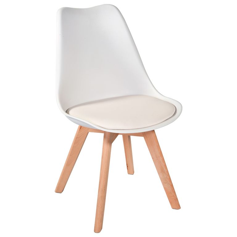 Kit 3 Cadeiras Charles Eames Leda Luisa Saarinen Design Wood Estofada Base Madeira - Branca