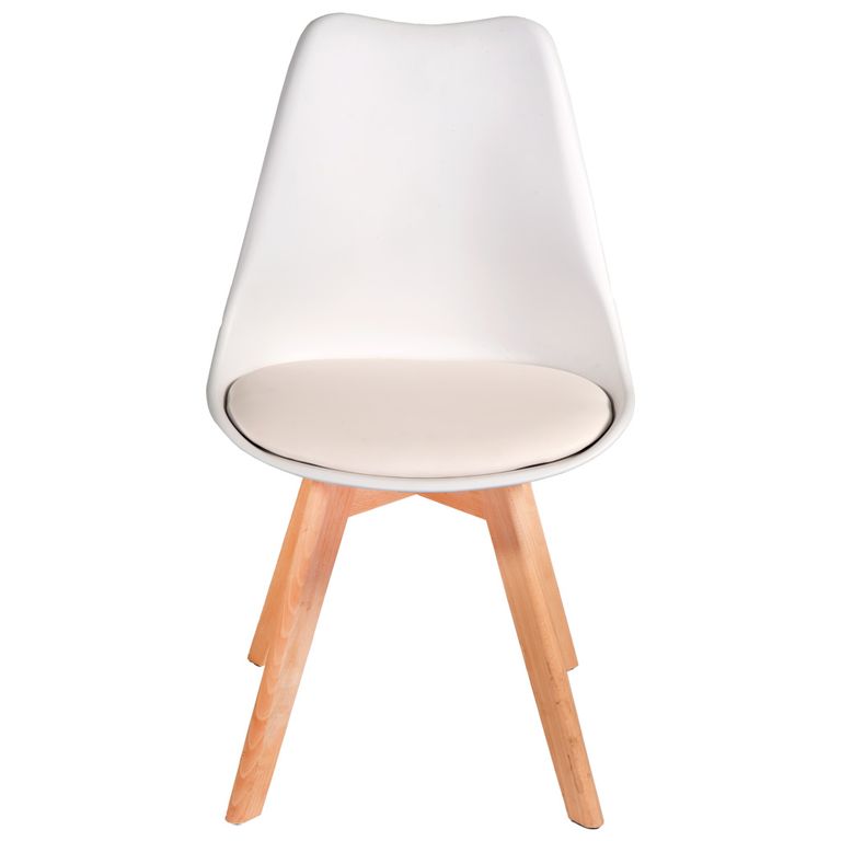 Kit 3 Cadeiras Charles Eames Leda Luisa Saarinen Design Wood Estofada Base Madeira - Branca