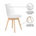 Kit 3 Cadeiras Charles Eames Leda Luisa Saarinen Design Wood Estofada Base Madeira - Branca