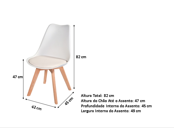 Kit 3 Cadeiras Charles Eames Leda Luisa Saarinen Design Wood Estofada Base Madeira - Branca