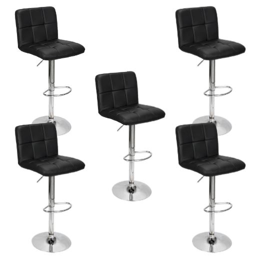 Kit 5 Banquetas Gomos para Cozinha Preta