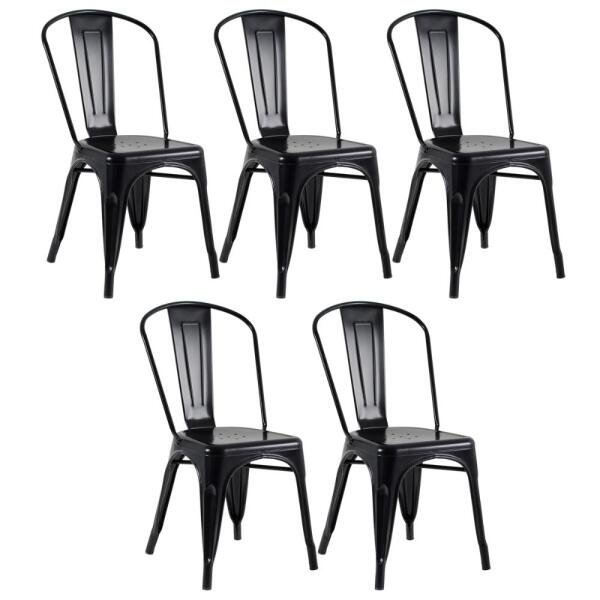 Kit 5 Cadeiras Iron Tolix - Preto FOSCO