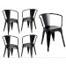 Kit 5 Cadeiras Iron Tolix Francesinha Industrial com Apoio de Braços Pretas