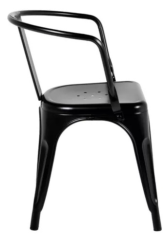 Kit 7 Cadeiras Iron Tolix Francesinha Industrial com Apoio de Braços Pretas