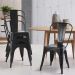 Kit Com 5 Cadeira Tolix Iron Design Aço Industrial Sala Cozinha Jantar PRETO BRILHANTE