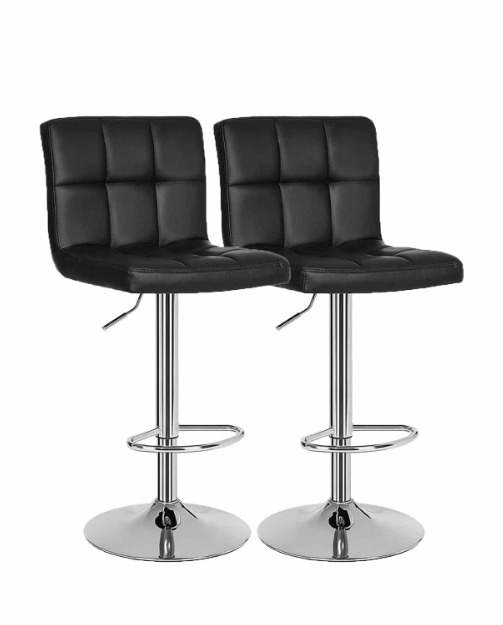 Kit Mesa Tolix Bistrô Bar Com 2 Banquetas Gomos Estofadas Pretas