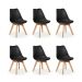 Kit c/6 cadeiras Leda – Charles Eames, Saarinen Wood com almofada preta