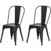 Kit com 2 Cadeira Tolix Iron Aço Carbono Industrial  - Preto - FOSCO