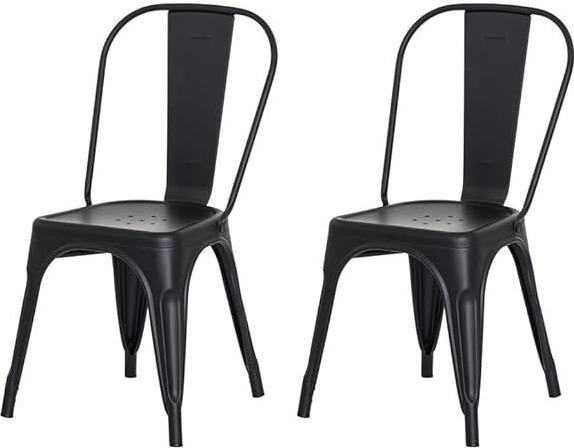 Kit com 2 Cadeira Tolix Iron Aço Carbono Industrial  - Preto - FOSCO