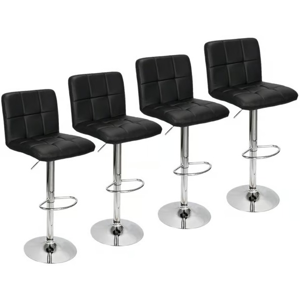 Kit com 4 Banquetas Gomos Confort , Giratoria, com Regulagem de Altura Preta