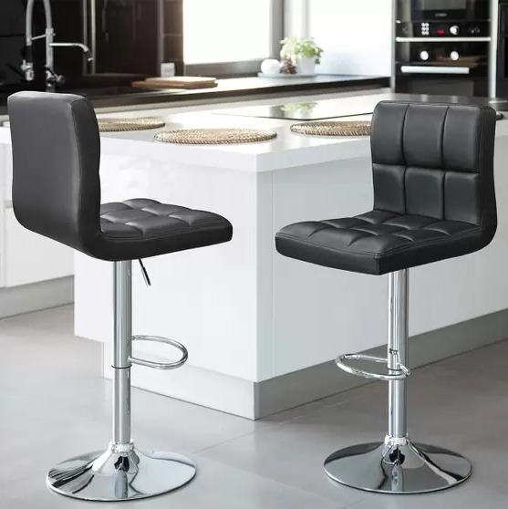 Kit com 4 Banquetas Gomos Confort , Giratoria, com Regulagem de Altura Preta