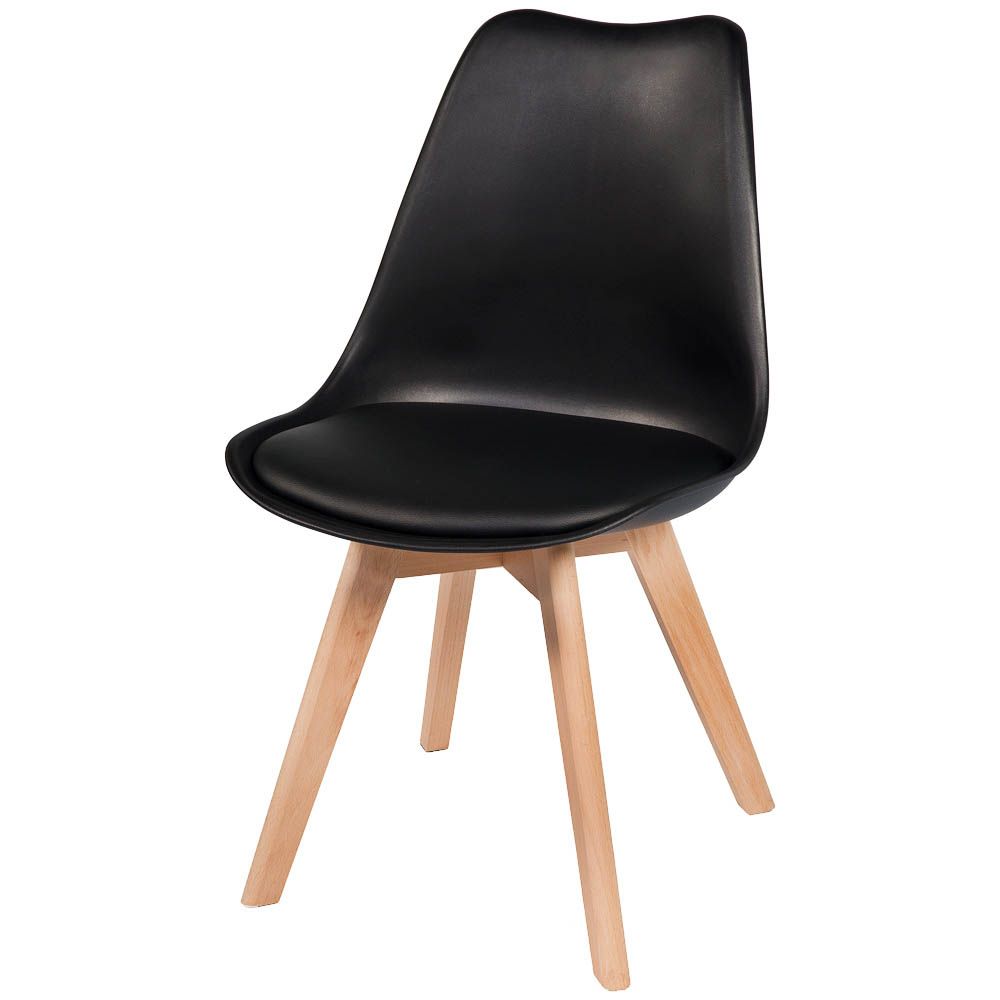 Kit com 4 Cadeiras Leda Preta - Charles Eames com Almofada