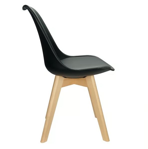 Kit com 4 Cadeiras Leda Preta - Charles Eames com Almofada