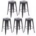 Kit com 5 Banqueta Tolix Iron Design Industrial Preto 76 cm Aço Cozinha Bar Bistrô Bancada - FOSCO