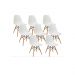 Kit com 8 Cadeiras Charles Eames DSW Branca -  Base Madeira