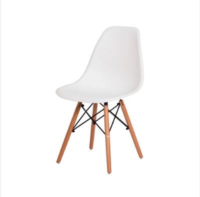 Kit com 8 Cadeiras Charles Eames DSW Branca -  Base Madeira
