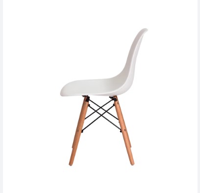 Kit com 8 Cadeiras Charles Eames DSW Branca -  Base Madeira