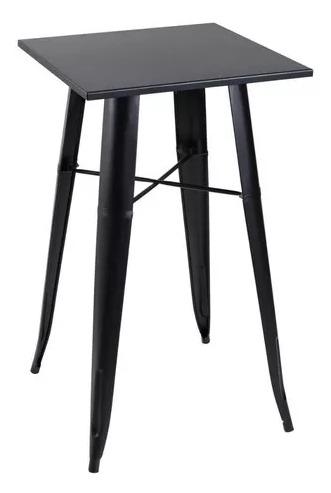 Mesa Bistro Alta De Bar Café Tolix - 60 X 60 Cm Preta