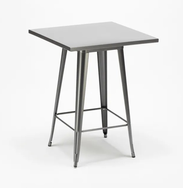 Mesa Bistro Alta De Bar Café Tolix - 60 X 60 Cm Preta
