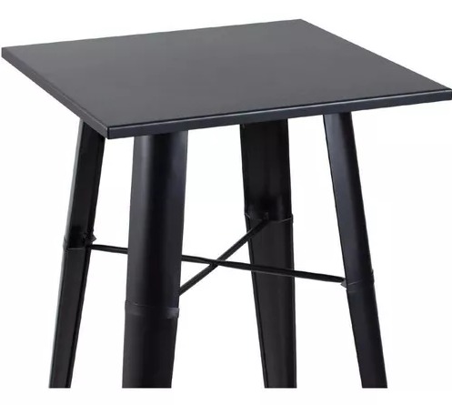 Mesa Bistro Alta De Bar Café Tolix - 60 X 60 Cm Preta