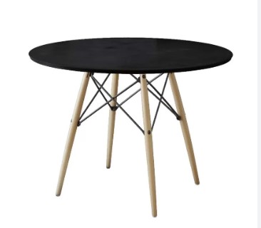 Mesa De Jantar Redonda  Eames Eiffel Wood 80cm Preta