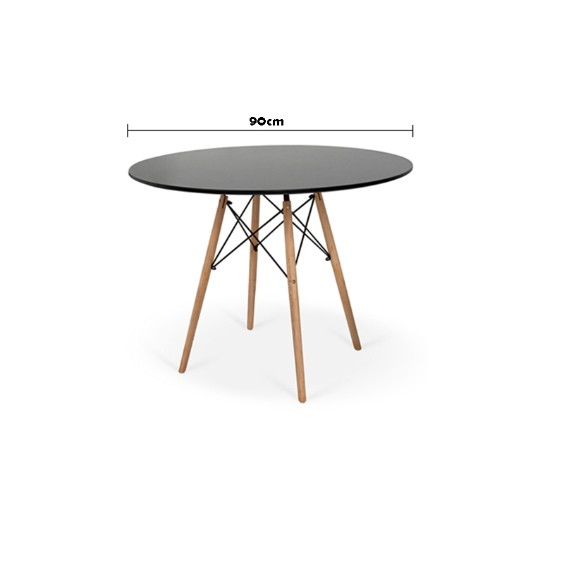 Mesa De Jantar Redonda Eames Eiffel 90cm - Tampo Mdf Preto