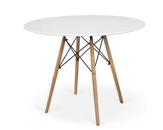 Mesa De Jantar Redonda Eames Eiffel Wood 90cm Branca