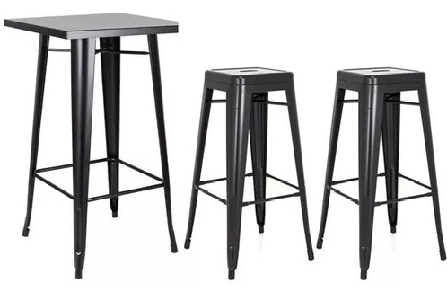 Mesa alta bistrô de bar + 2 banquetas altas Iron Tolix