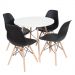 Sala De Jantar Mesa Eames Eiffel Branca 90cm Com 4 Cadeiras Pretas