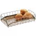 Cesta Para Servir Pães Retangular Bolacha Doces Mesa Aço Cromado Tecido