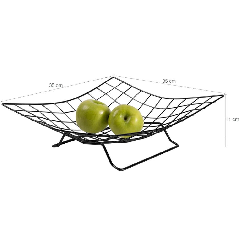 Fruteira Aramada de Bancada com Pedestal Preta Porta Frutas