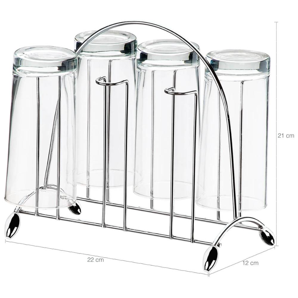 Porta Copos Aramado 6 unidades Mesa Suporte Escorredor Aço C