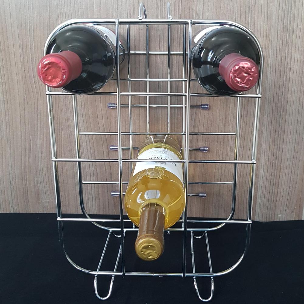 Suporte Adega Porta 12 Garrafas Vinho Chão Bancada Cromada