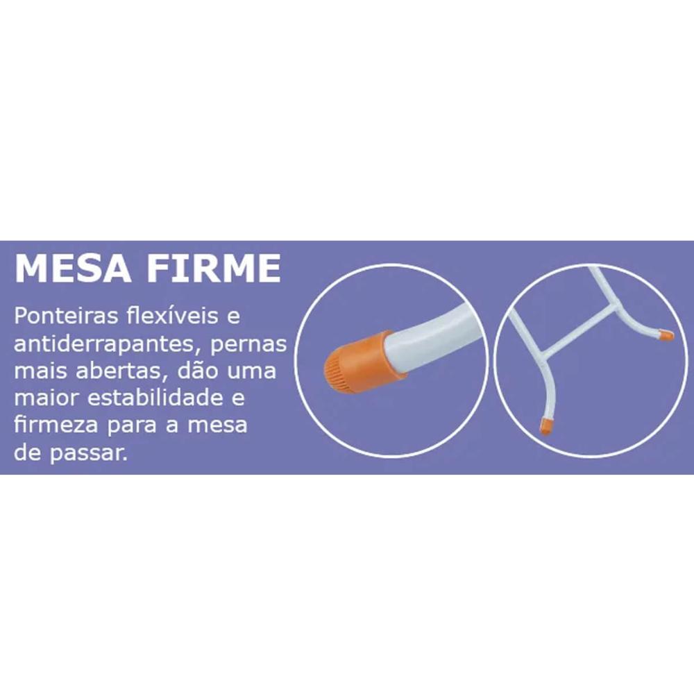 Tábua de Passar Roupas Dobrável Reforçada com Porta Ferro e Ajuste de Altura Mais Bella Utimil