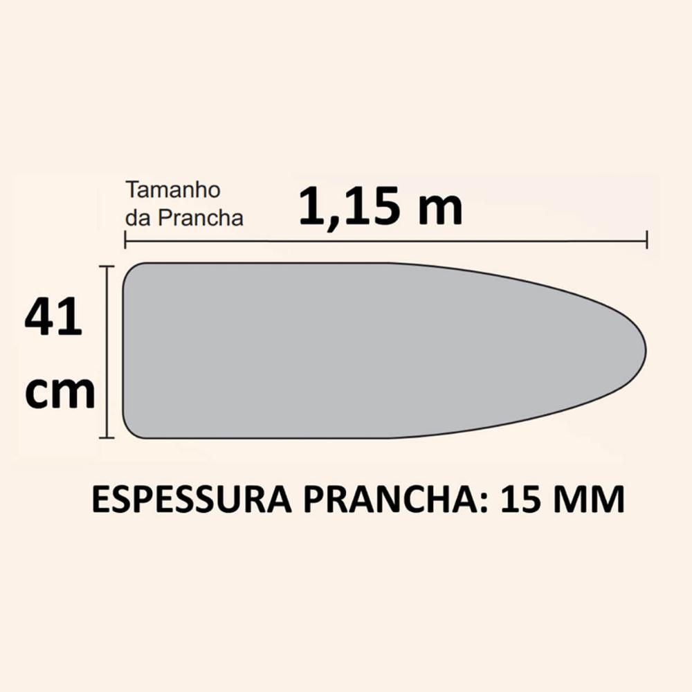 Tabua de Passar Roupa Dobrável Larga 115x41cm com Porta Ferr
